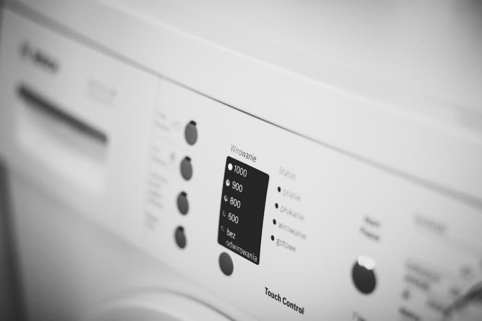 Close-up of a washing machine's controls